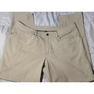 Lululemon ABC Pant Slim Fit Warpstreme Khaki Tan Mens 33x28 Trousers Five Pocket